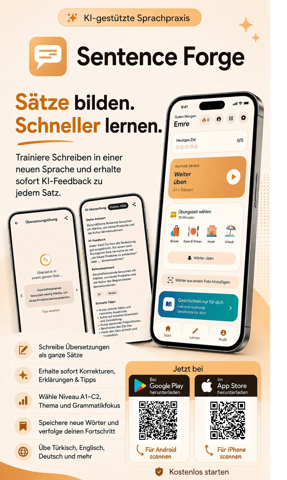 Sentence Forge App — Sätze bilden und schneller lernen